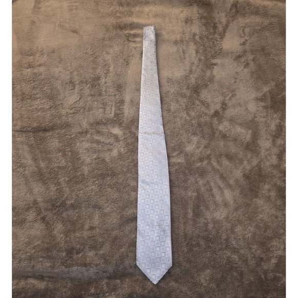 Michael Kors 100% Silk Tie Gray Silver Geometric Print Modern Necktie - Picture 2 of 11